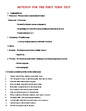 Revision for the first term test Grade 11